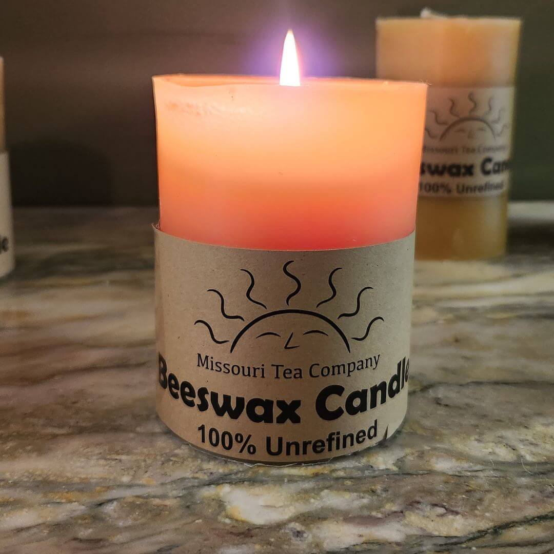 4 inch high 100% Beeswax Pillar Candle
