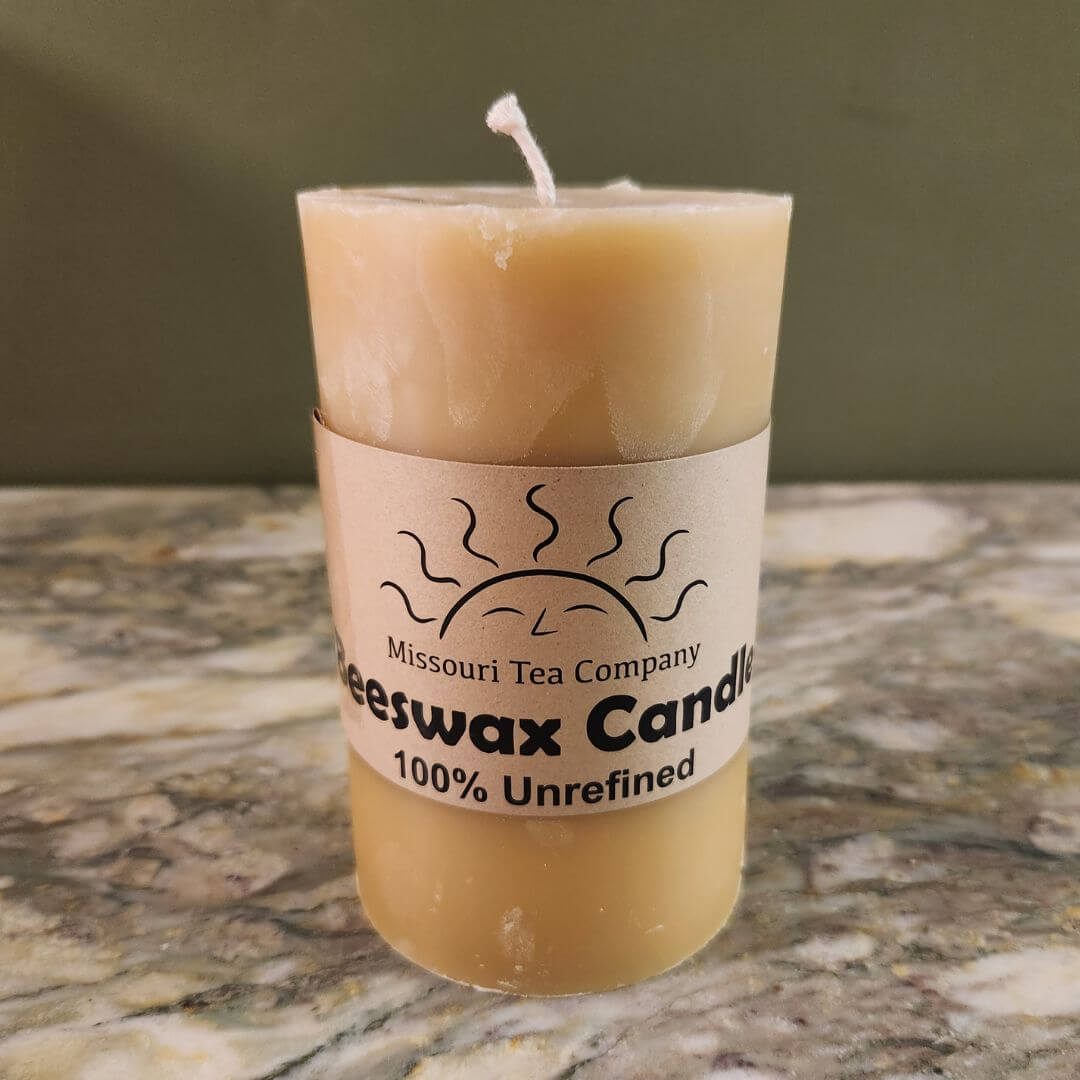 5 inch high 100% Beeswax Pillar Candle