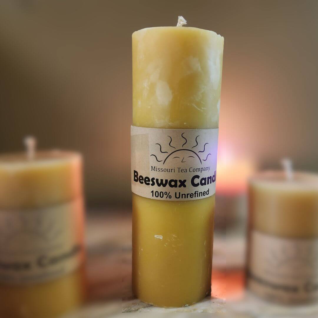 9 inch high 100% Beeswax Pillar Candle
