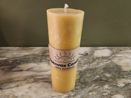 9 inch high 100% Beeswax Pillar Candle