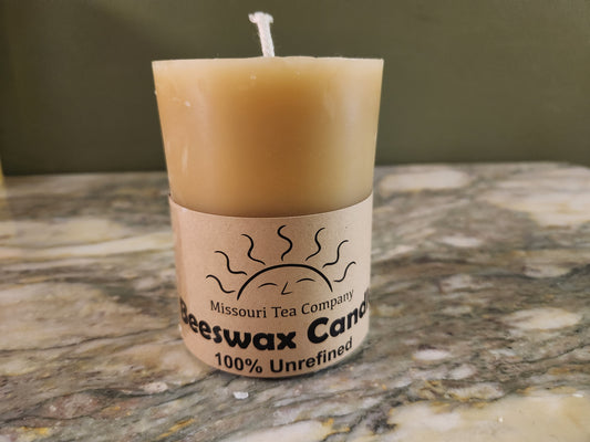 4 inch high 100% Beeswax Pillar Candle