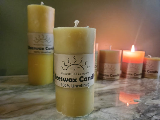 6 inch high 100% Beeswax Pillar Candle