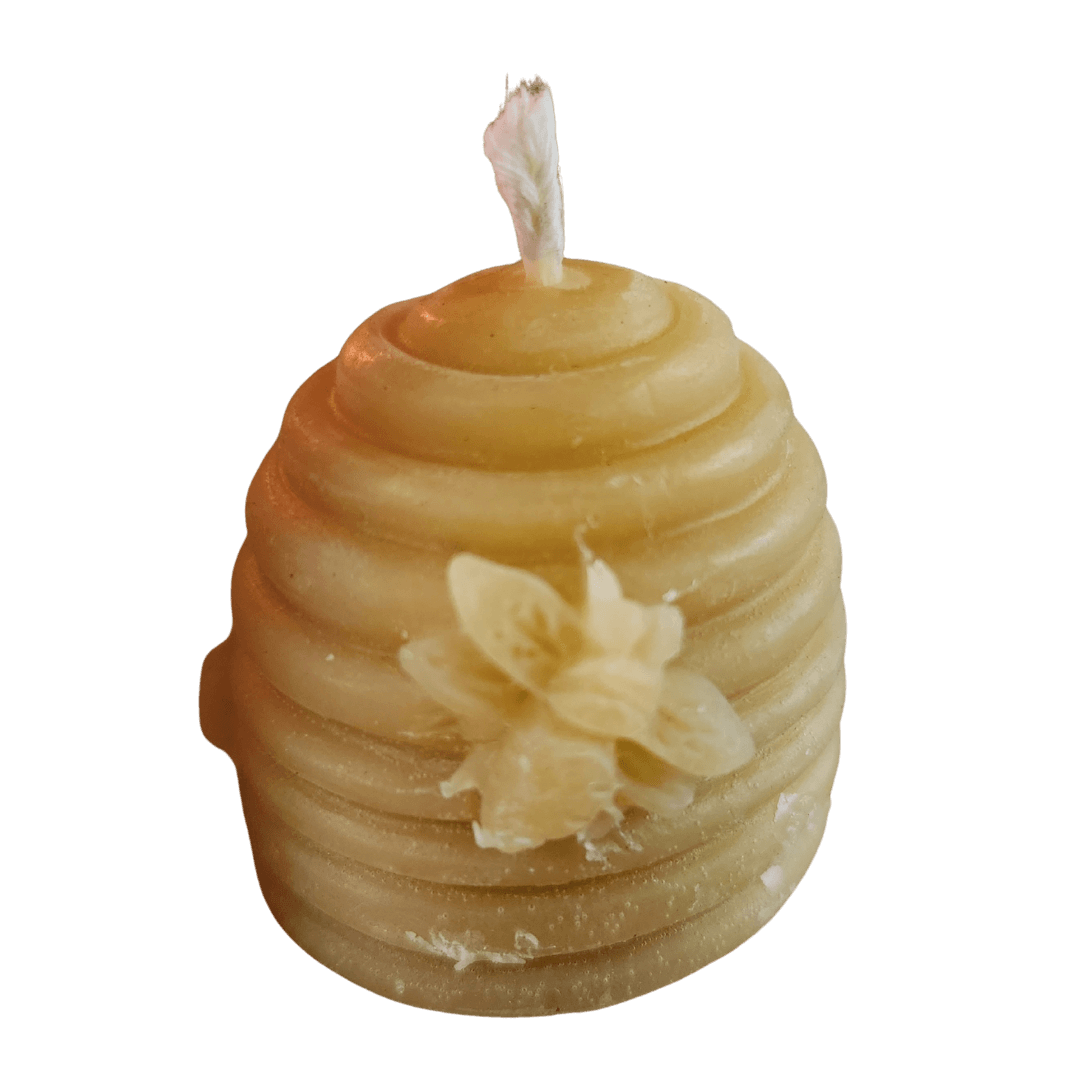 Beehive Skep With Bee 100% Beeswax Candle