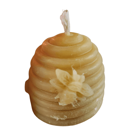 Beehive Skep With Bee 100% Beeswax Candle